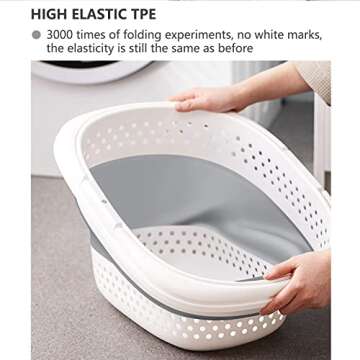 COFSODI Plastic Collapsible Laundry Baskets - 30L(7.9 gallon) Pop Up Laundry Hamper with Reinforced Handle, Portable Organizer 2 Pack, for Laundry Room, College Dorm, Home, Grey