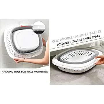 COFSODI Plastic Collapsible Laundry Baskets - 30L(7.9 gallon) Pop Up Laundry Hamper with Reinforced Handle, Portable Organizer 2 Pack, for Laundry Room, College Dorm, Home, Grey