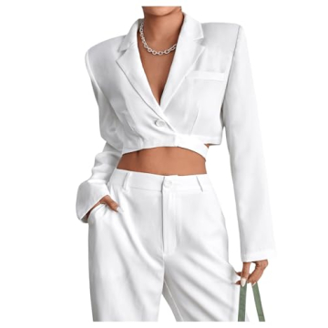 Stylish Milumia Women's Shoulder Pad Crop Blazer Jacket