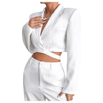 Stylish Milumia Women's Shoulder Pad Crop Blazer Jacket