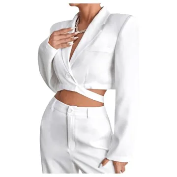 Stylish Milumia Women's Shoulder Pad Crop Blazer Jacket