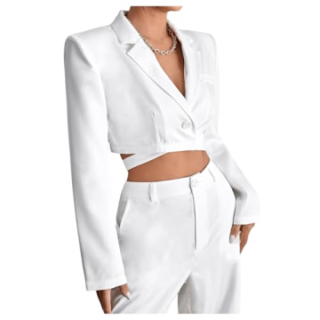 Stylish Milumia Women's Shoulder Pad Crop Blazer Jacket