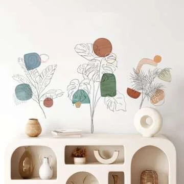 Supzone Simple Plants Wall Stickers - Boho Style Vinyl Decals for Home Decoration