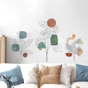 Supzone Simple Plants Wall Stickers for Elegant Home Decor