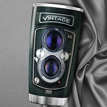 ZOXIX Life Is Like A Camera Tumblers 20oz Photographer Gifts Unique Coffee Cups With Motivational Sayings Insulated Mug For Photographers Cameraman Gift Vintage Print Tumbler