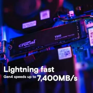 Crucial T500 2TB Gen4 NVMe M.2 SSD - Up to 7400 MB/s for Gaming & Creative Work