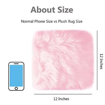 Qiodo Small Product Photo Background & Luxury Photo Props, 12 Inches Small Square Faux Fur Sheepskin Cushion Fluffy Plush Area Rug, Great for Tabletop Photography, Jewelry, Nail Art, Home Decor (Pink)
