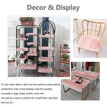 Qiodo Small Product Photo Background & Luxury Photo Props, 12 Inches Small Square Faux Fur Sheepskin Cushion Fluffy Plush Area Rug, Great for Tabletop Photography, Jewelry, Nail Art, Home Decor (Pink)