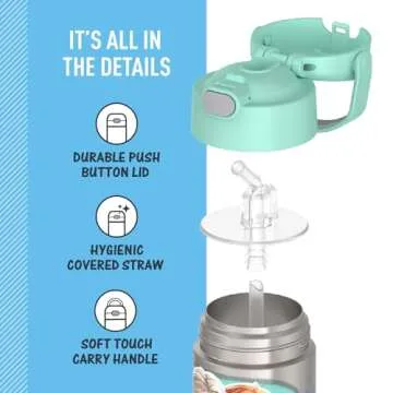 THERMOS FUNTAINER Water Bottle with Straw - 12 Ounce - Kids Stainless Steel Vacuum Insulated Water Bottle with Lid, Frozen 2