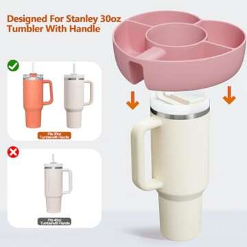 AWINNER Compatible for Stanley Cup 30 oz Snack Bowl with Handle, Reusable Silicone Accessories (Pink...