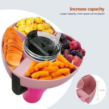 AWINNER Compatible for Stanley Cup 30 oz Snack Bowl with Handle, Reusable Silicone Accessories (Pink, 30 oz)