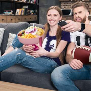 AWINNER Compatible for Stanley Cup 30 oz Snack Bowl with Handle, Reusable Silicone Accessories (Pink, 30 oz)