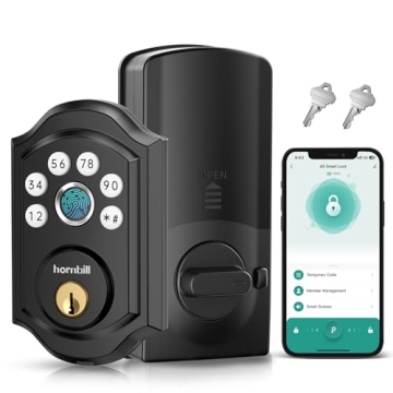 Hornbill Smart Deadbolt Front Door Lock: Keyless Fingerprint Lock with App Control and Auto Lock