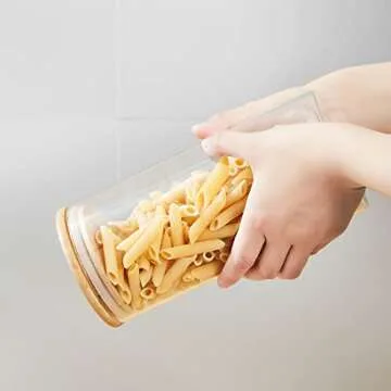 ERISED 6-Pack Glass Canisters with Bamboo Lids for Kitchen