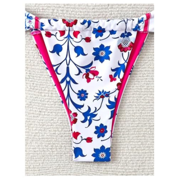 Sexy Floral Print Bikini Set Adjustable Tie Back Swimsuit