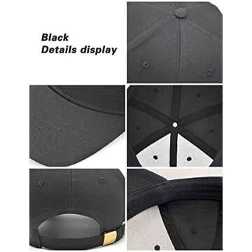 AOSMI Baseball Dad Cap Adjustable Size for Running Workouts and Outdoor Activities Black Orange Grey