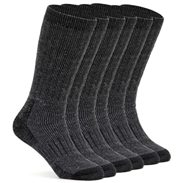 Alvada Men's Merino Wool Crew Socks - 3 Warm Thermal Pairs for Winter Work & Hiking