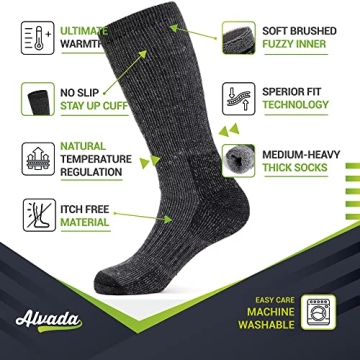 Alvada Merino Wool Crew Socks for Winter & Hiking