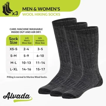 Alvada Merino Wool Crew Socks for Winter & Hiking