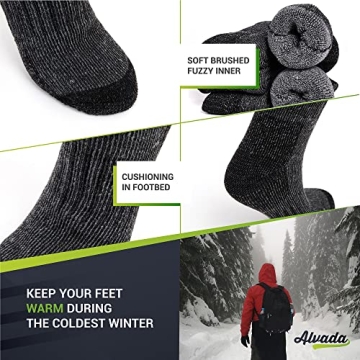 Alvada Merino Wool Crew Socks for Winter & Hiking