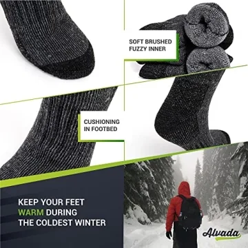 Alvada Merino Wool Crew Socks for Winter & Hiking