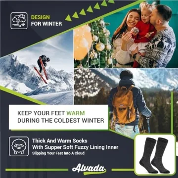 Alvada Merino Wool Crew Socks for Winter & Hiking
