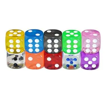 Colorful D6 Transparent Dice Set for Gaming and Teaching