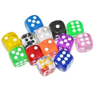 Colorful D6 Transparent Dice Set for Gaming and Teaching