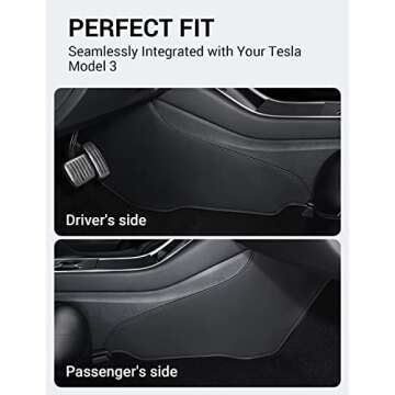 BASENOR 2025 Upgrade Anti-Kick Mats for Tesla Model Y - Waterproof & Dust Resistant