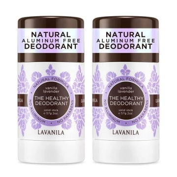 Lavanila Vanilla Lavender Aluminum Free Deodorant 2-Pack - The Healthy Deodorant for All, Solid Stic...