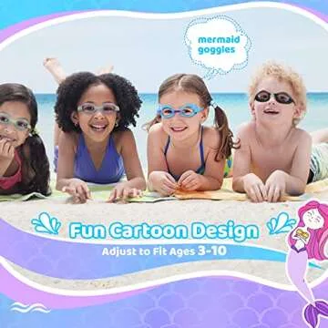 Vvinca Kids Swim Goggles with Fabric Strap No Tangle Pain-Free, Anti-Fog Swimming Pool Goggle No Leak for Toddlers Girls Boys