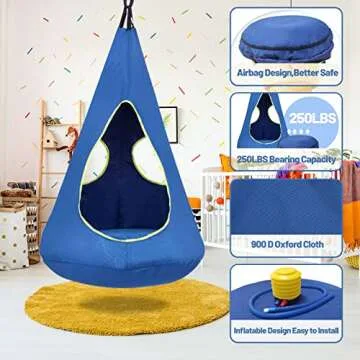 Kids Nest Swing Chair, Hanging Hammock Chair Nest Hammock Swing Chair for Outdoor and Indoor(32" D x...
