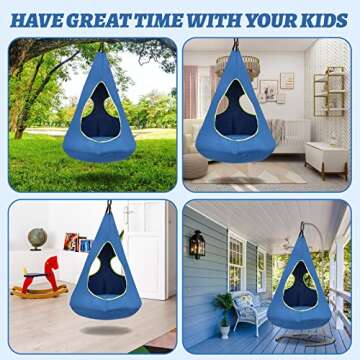 Kids Nest Swing Chair, Hanging Hammock Chair Nest Hammock Swing Chair for Outdoor and Indoor(32" D x 52" H),Detachable Play Tent Swing for Child Sensory Swing for Kids Age from 3-12 Years(Blue)