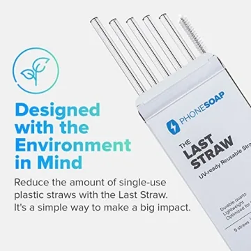 PhoneSoap Last Straw 12" Long Durable Quartz Drinking Straws