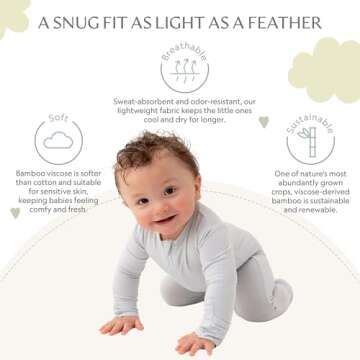 Cashmere Blue Footie for Baby - 95% Viscose from Bamboo, 5% Spandex - Soft Newborn Sleepwear, Baby Pajamas, Unisex Baby Clothes, Zipper Romper, Long Sleeve Footed Onesie - Cashmere Blue - Imported