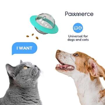 PAWMERCE 2-in-1 Pets Smart Portable Feeder & Toy, Interactive UFO-Shaped Kibble Dispenser, Indestruc...