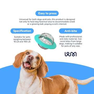 PAWMERCE 2-in-1 Pets Smart Portable Feeder & Toy, Interactive UFO-Shaped Kibble Dispenser, Indestructible Dog Toy Puzzle for Enrichment and Mental Stimulation Alternative to Slow Feeder (Teal)