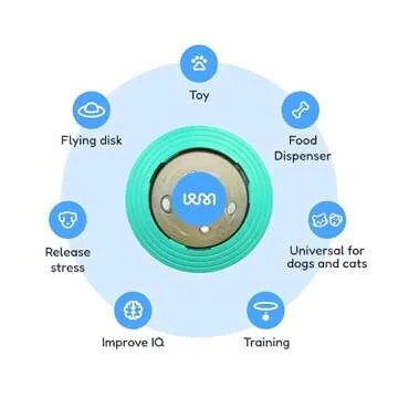 PAWMERCE 2-in-1 Pets Smart Portable Feeder & Toy, Interactive UFO-Shaped Kibble Dispenser, Indestructible Dog Toy Puzzle for Enrichment and Mental Stimulation Alternative to Slow Feeder (Teal)