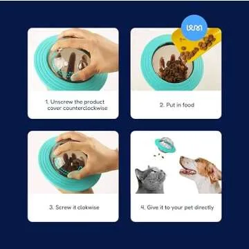 PAWMERCE 2-in-1 Pets Smart Portable Feeder & Toy, Interactive UFO-Shaped Kibble Dispenser, Indestructible Dog Toy Puzzle for Enrichment and Mental Stimulation Alternative to Slow Feeder (Teal)