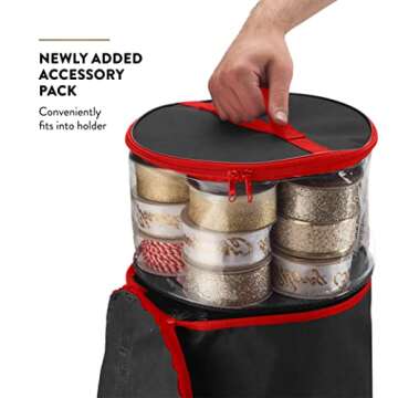 Zober Wrapping Paper Storage Containers w/Ribbon Holder - 42 Inch Gift Wrapping Organizer Storage - Fits 20 Standard Rolls of Wrapping Paper - Breathable Fabric, Waterproof