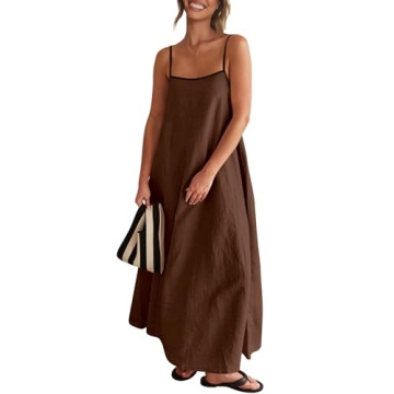 Shy Velvet Summer Linen Maxi Dress with Pockets