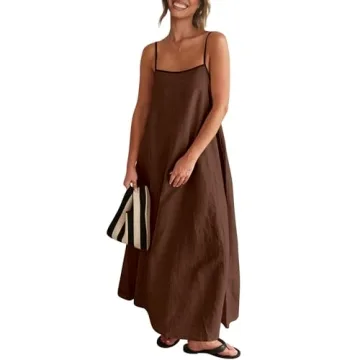 Shy Velvet Summer Linen Maxi Dress with Pockets