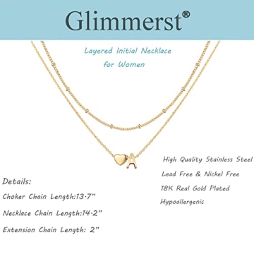 Glimmerst Personalized Initial Necklace 18K Gold Plated