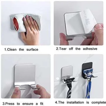 GRUTTI Razor Holder Shaver Hook Hanger Stand, Multi Purpose Self Adhesive Storage Hook, 2 Pack Heavy Duty Razor Holder for Shower Shaving Razor, Keys, Kitchen Utensils, Towel (2-Pack)