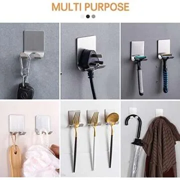 GRUTTI Razor Holder Shaver Hook Hanger Stand, Multi Purpose Self Adhesive Storage Hook, 2 Pack Heavy Duty Razor Holder for Shower Shaving Razor, Keys, Kitchen Utensils, Towel (2-Pack)