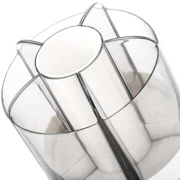 Goaste 2 Pack Pencil Pen Holder, 360-Degree Rotating Clear Makeup Brush Organizer, Desktop Stationery Organizer Caddy with 5 Removable Slots for Brushes, Crayons, Markers, Colored Pencils, White