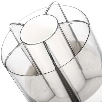 Goaste 2 Pack Pencil Pen Holder, 360-Degree Rotating Clear Makeup Brush Organizer, Desktop Stationery Organizer Caddy with 5 Removable Slots for Brushes, Crayons, Markers, Colored Pencils, White