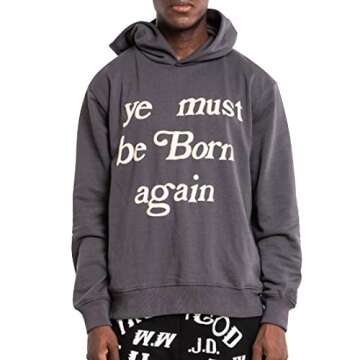 NAGRI Ye Must Be Born Again Hoodie Hip Pop Graphic Print Fashion Long Sleeve Heavyweight Hooded Swea...