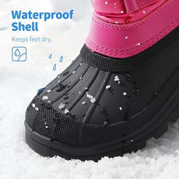 DREAM PAIRS Boys Girls Snow Boots Water-Resistant Outdoor Warm Cozy Anti-Slip Mid Calf Faux Fur Lini...