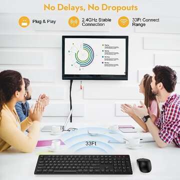 Wireless Keyboard and Mouse, Trueque Silent 2.4GHz Cordless Full Size USB Mouse Combo, Long Battery ...